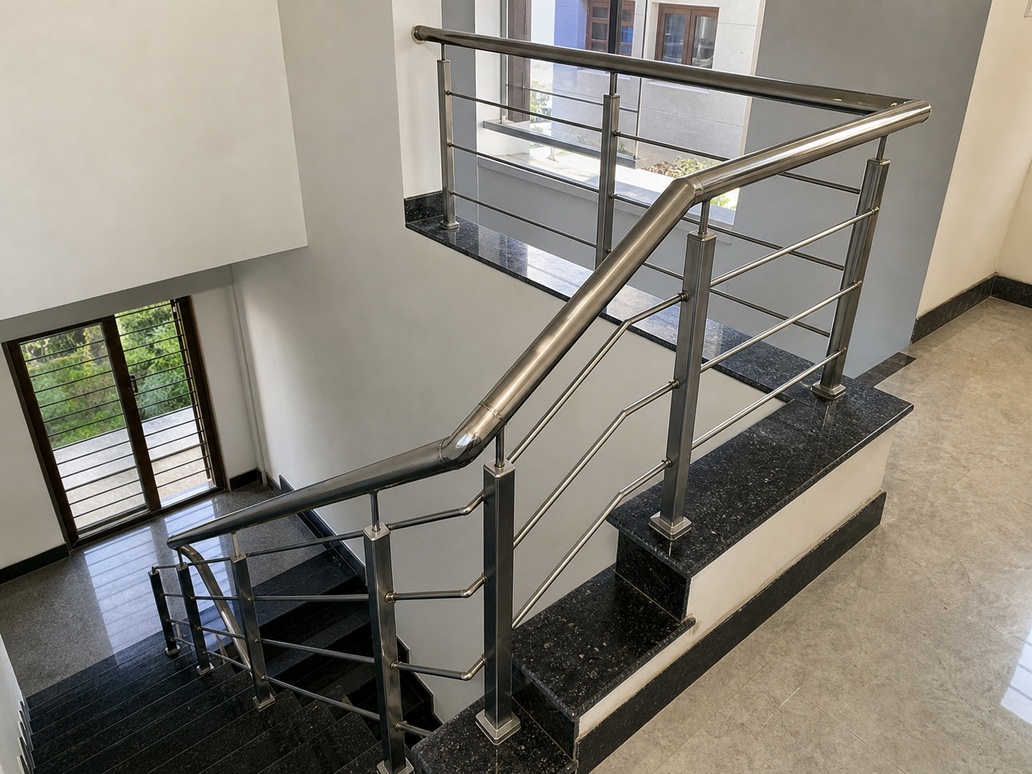 Realistic steel staircase and balcony railing project