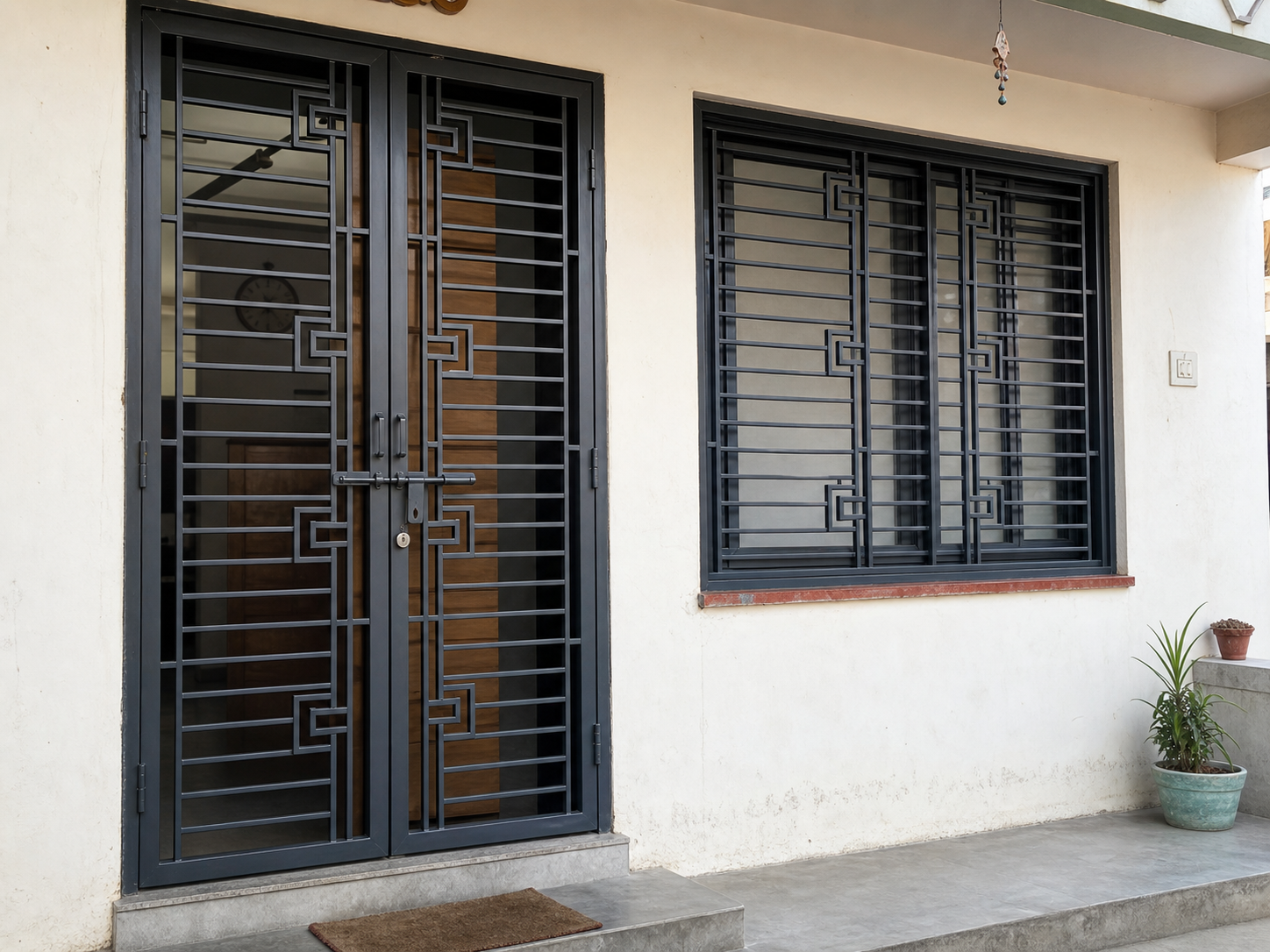 Steel grill door and window grill fabrication