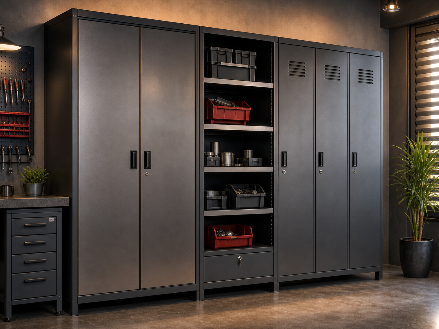 Custom steel cupboard and locker storage fabrication