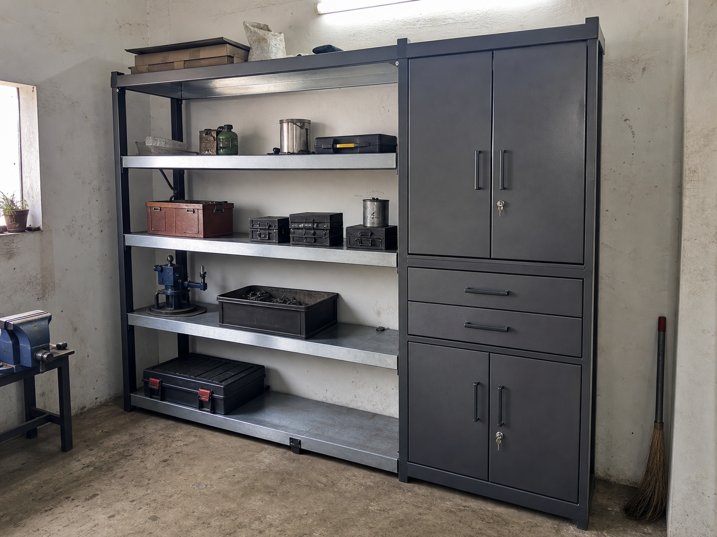 Custom steel rack and cupboard storage fabrication